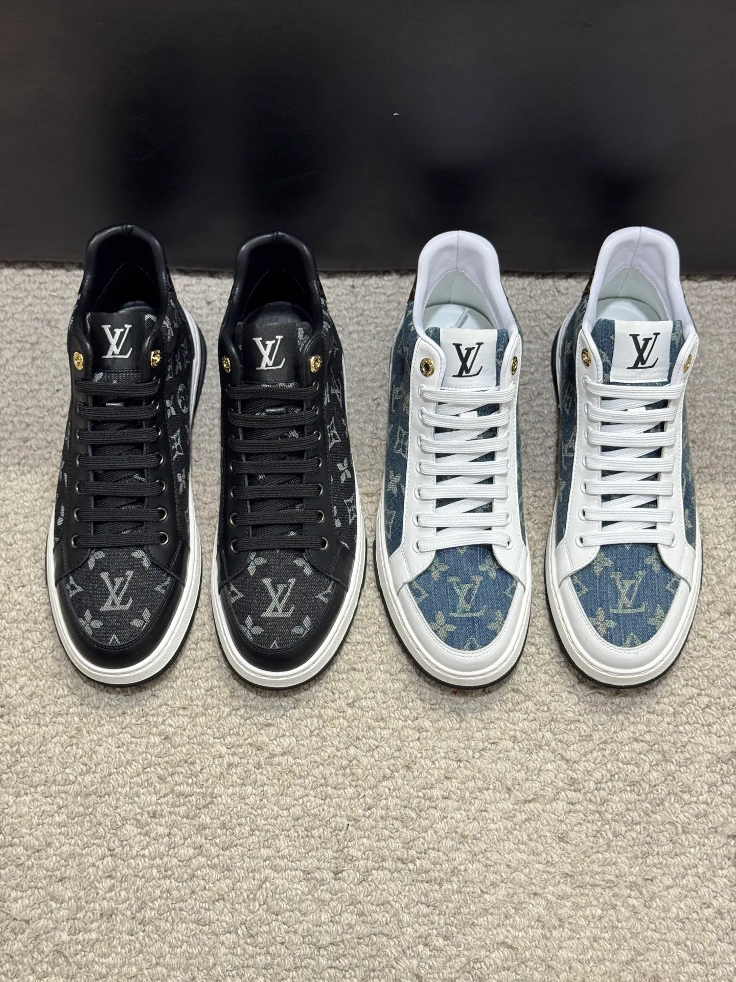 Men's shoes 💰420 [New style] 🐛🐛Top original order - Louis Vuitton®️ Trendy and fashionable yet low-key men's casual shoes, uppers made of LV denim spliced ​​with cowhide, comfortable and breathable, sheepskin lining, original rubber outsole, two colors available ~ a must-have for stylish men. Size: 38-44 (45 customized